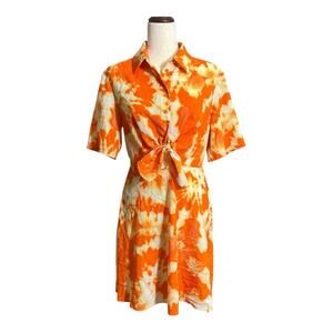 Thakoon Collective Orange and Cream Mini Dress Size 6 KK0705